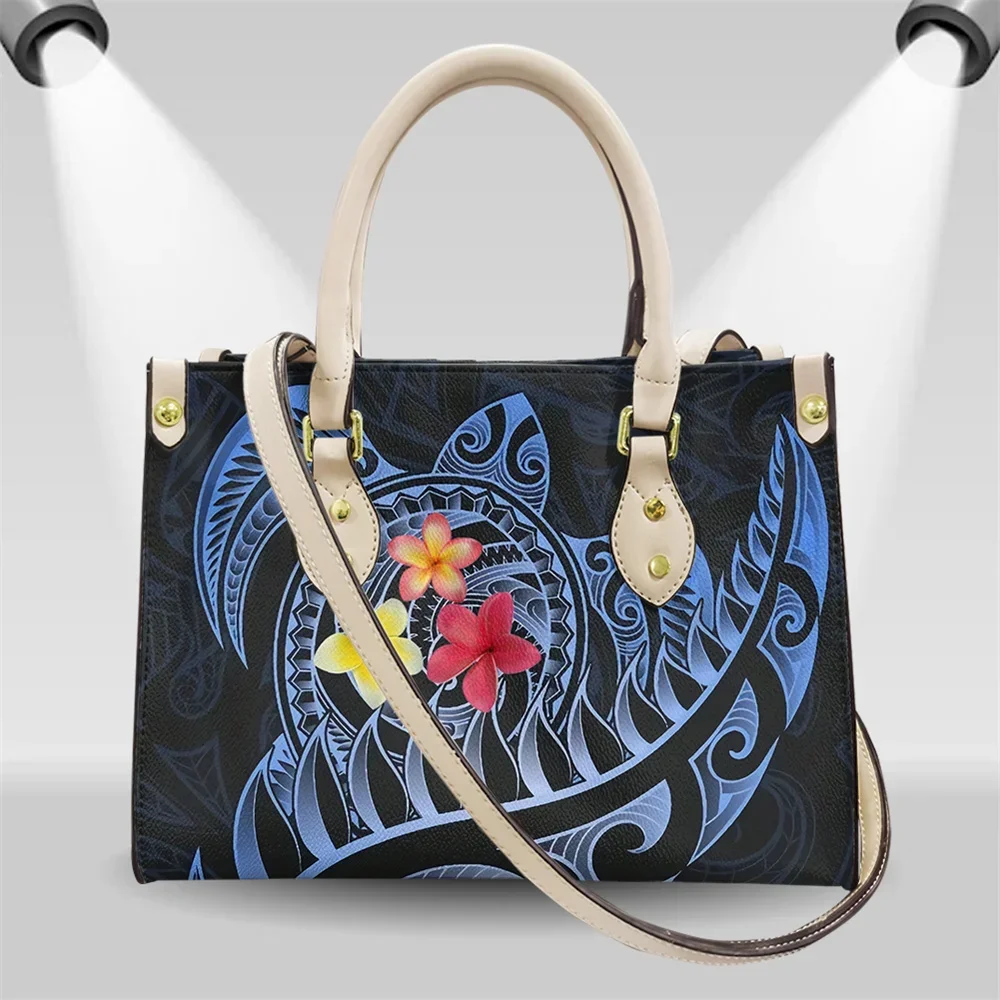 Polynesian Hawaiian Aotearoa Maori Turtle Silver Fern Print Women Top Handle Bags Casual Lady Crossbody Bag Clutch Sac Femme