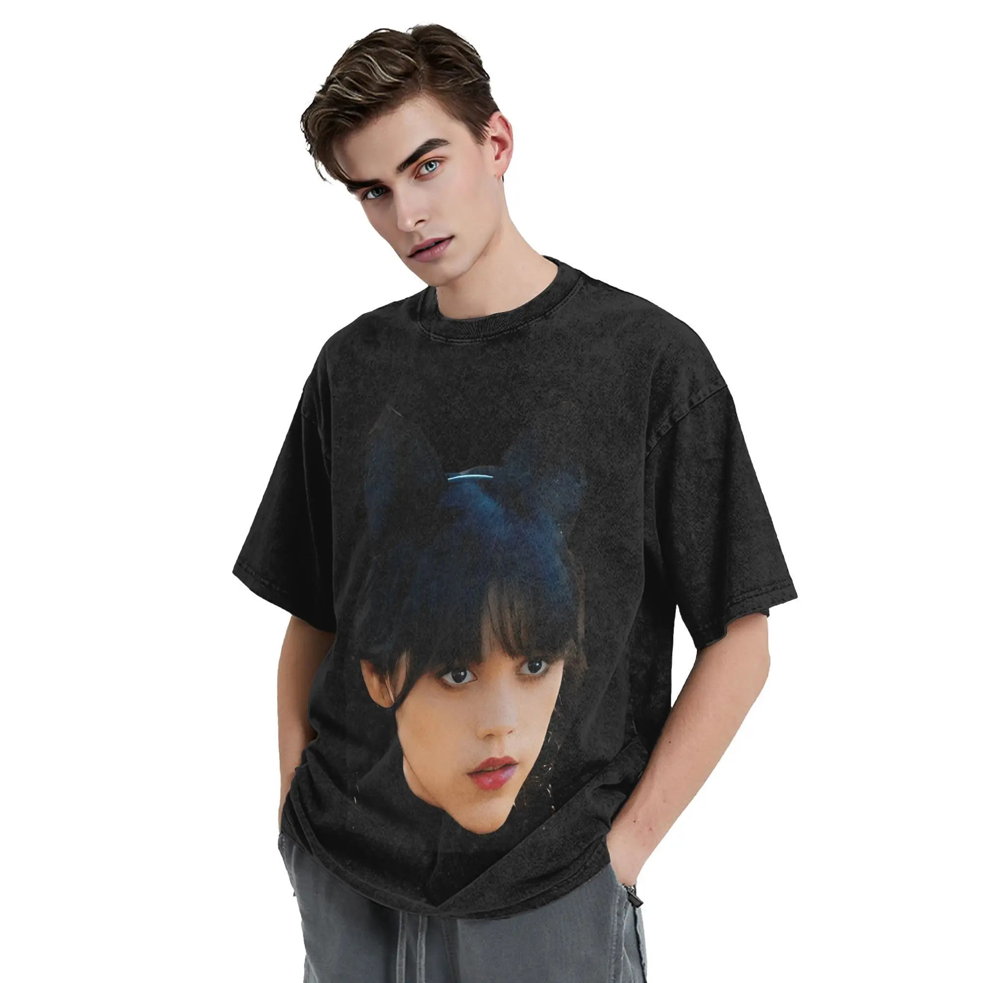 جينا أورتيجا تي شيرت الرجال شخصية الفيلم موضة القطن تي شيرت الجولة الرقبة قصيرة الأكمام تي شيرت بلوزات حجم كبير