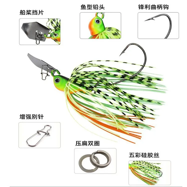 New Beard Man water board road bait anti-hanging composite rotating glitter 10G/14G