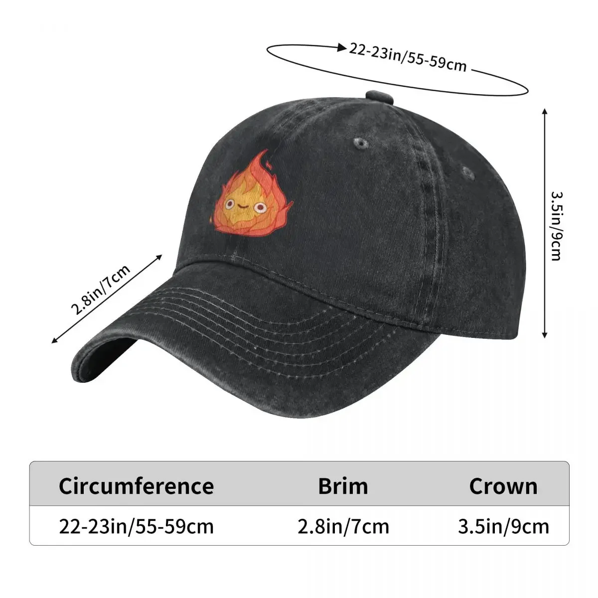 Calcifer Anime Movie Deniim Baseball Cap Japanese Tennis Skate Trucker Hat Summer Women Men Trendy Sunscreen Baseball Caps