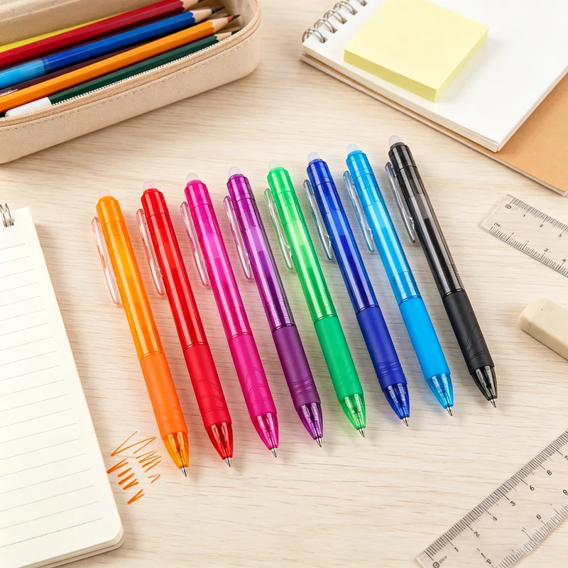 8 Colors 0.7mm Magic Erasable Retractable Gel Pens, Press Button Handle Ballpoint Pen Set for School Office Writing Supplies
