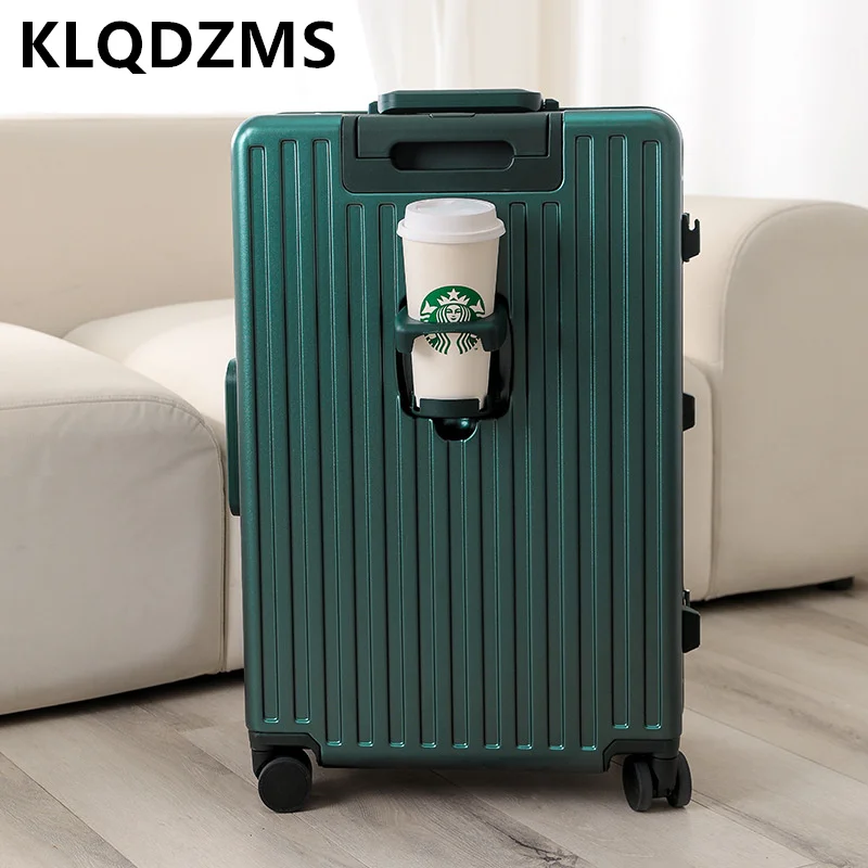 KLQDZMS 20 24 26 inch Front Cover Opening Bag USB Luggage Scratch Resistant Trolley Cup Holder Universal Wheel Travel Suitcase