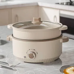 Large capacity household electric cooking pot electric hot pot multi-functional cooking pot dormitory non-stick with steamer