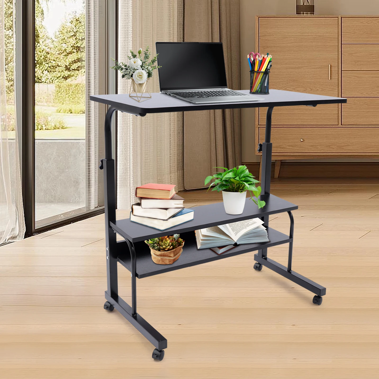 Rolling Side Table Computer Laptop Desk Study Workstation for Home Office TOP