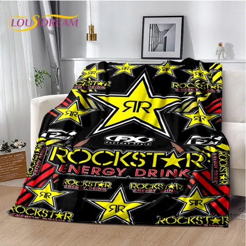 Rockstar 에너지 로고 스포츠 소프트 플란넬 담요, 3D 던지기 담요, 피크닉 침대용 편안한 담요, 소파 홈 침실 어린이 선물