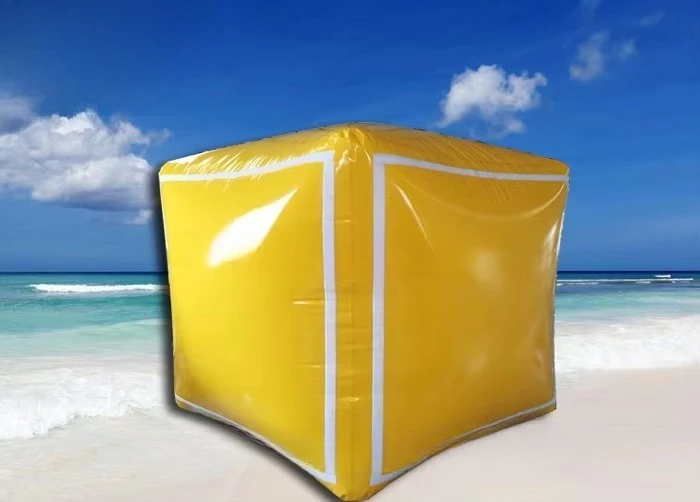 Yellow 2m square PVC inflatable buoy for boat buoy and water game equipment buoy