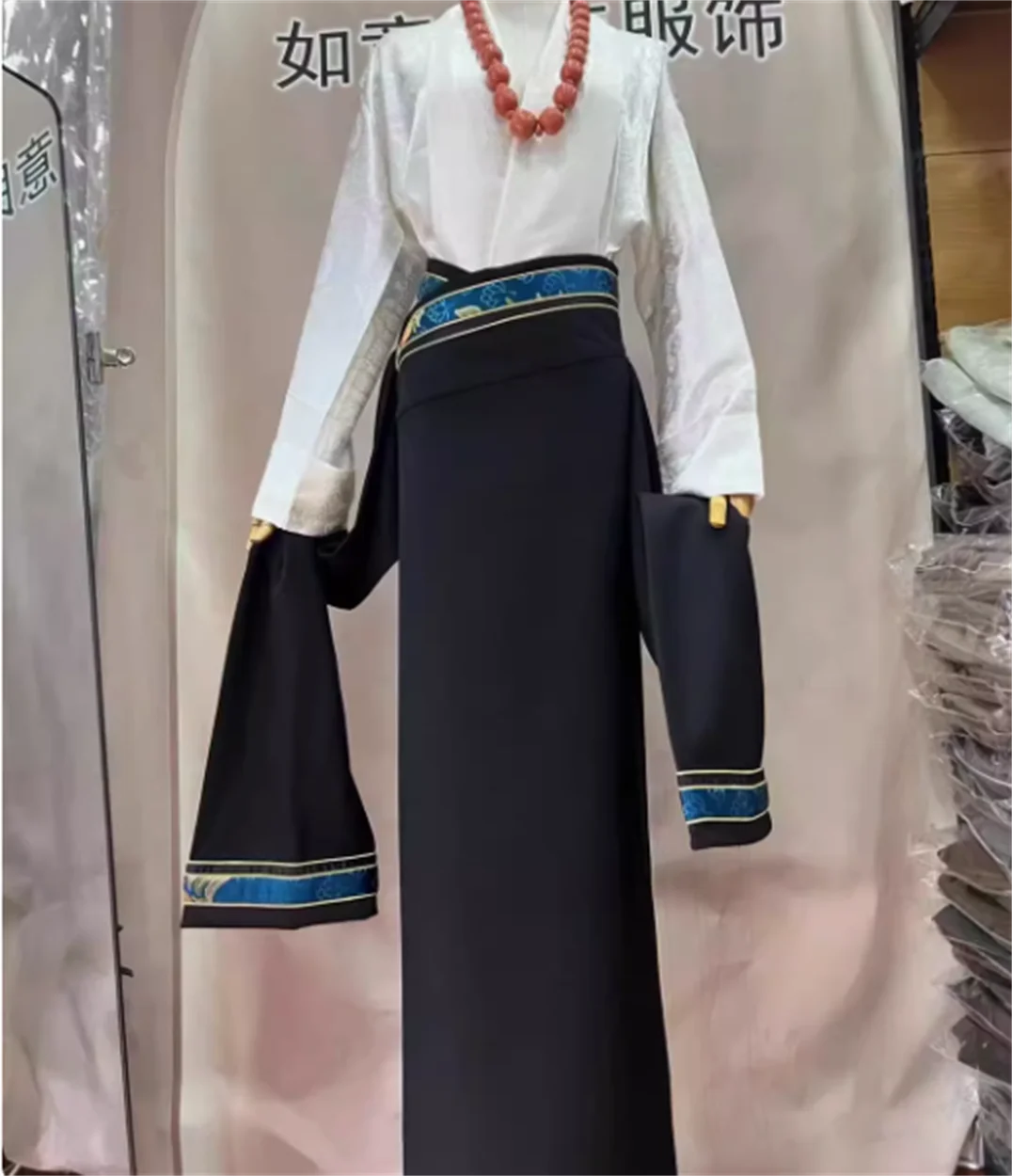 Vestido tibetano étnico para mujer, traje con falda envolvente, Xizang