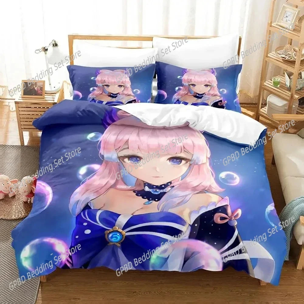 Anime Genshin Impact Sangonomiya Kokomi Comfortable Duvet Cover Pillowcase Bedding Set Children Bedroom Decoration Home Textile