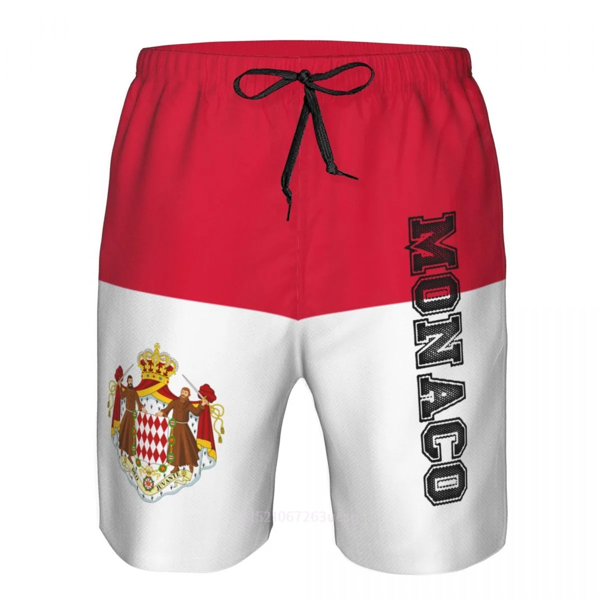 Pantalones cortos de poliéster con estampado 3D de la bandera del país Monaco para hombre, pantalones cortos de playa con bolsillo para correr, verano 2023