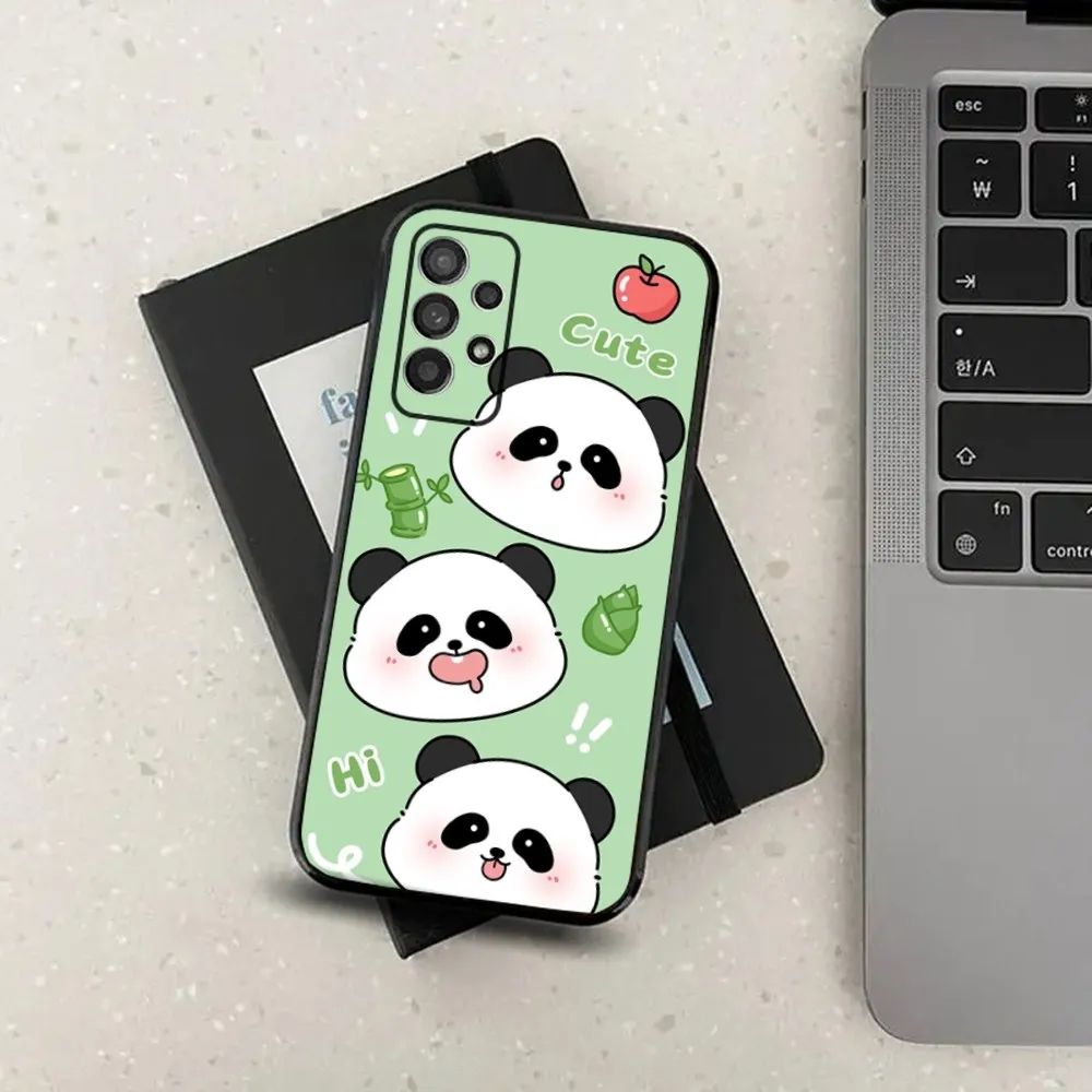 Animal Cartoon FuBao Panda Phone Case For Samsung S21,S22,S23,S30,Ultra,S20,Plus,Fe,Lite,Note,10,9,5G Black Soft Cover