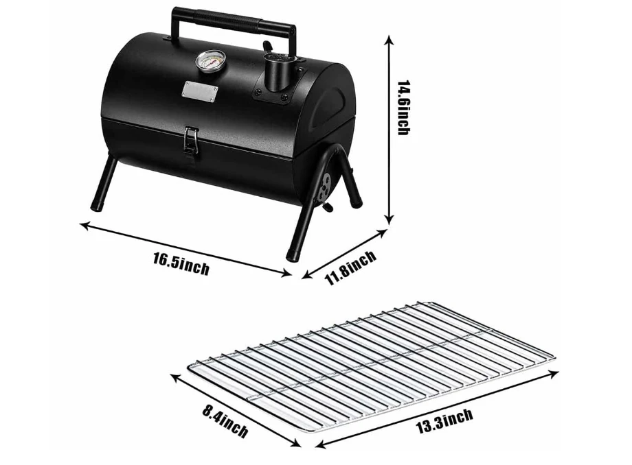 Adjustable portable charcoal grill Multi-functional Metal Small outdoor Hiking picnic Grill (black)