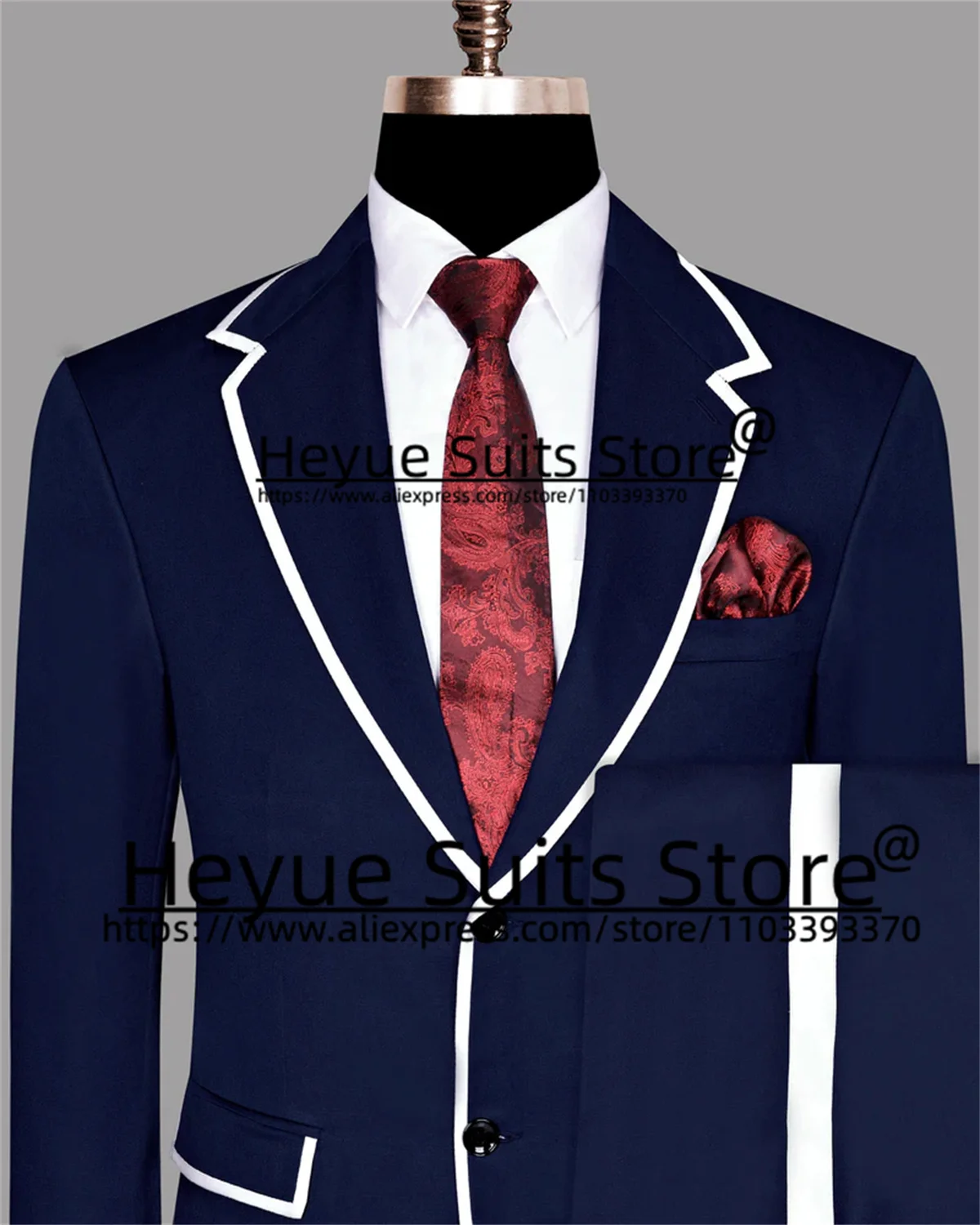 British Style Navy Blue Elegant Men Suits Tailor Made Slim Fit Best Man Groom Formal Tuxedos 2 Pieces Sets trajes para hombre