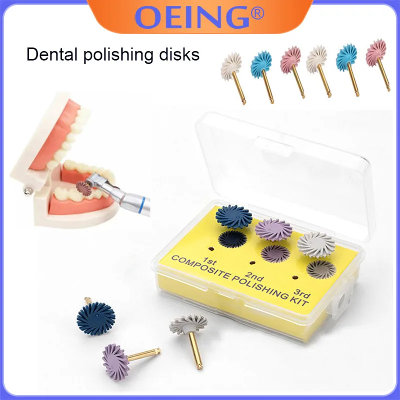 3Pcs Dental Rubber Polisher Composite  14mm Wheel Rubber Polisher 3 Stage Polishing System Coarse Medium Fine  Dentistry Tool