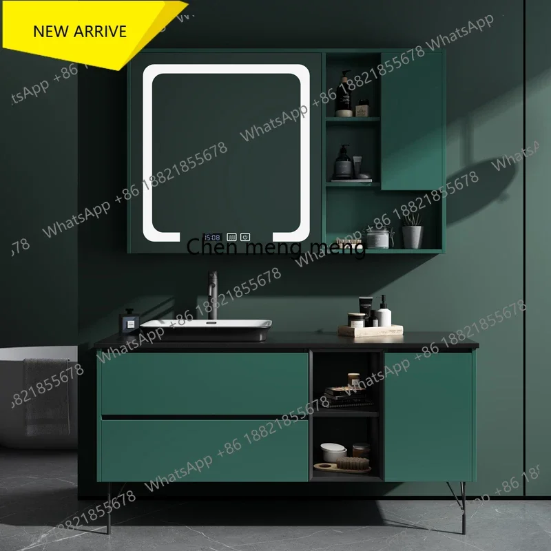 YL  Solid Wood Bathroom Cabinet Smart LED Touch Screen Mirror Combination Washbasin Modern Hand Wash Pool Simple Bathroom Toil
