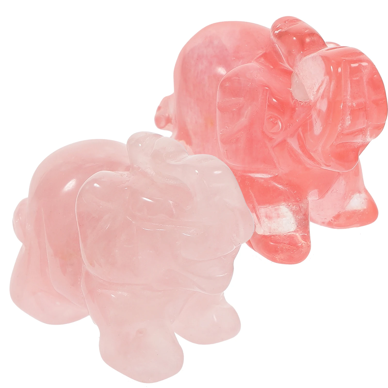 

2pcs Elephant Decorative Ornaments Crystal Figurine Table Animal Crafts Quartz Elephant Statue Desk Bedroom Office Study