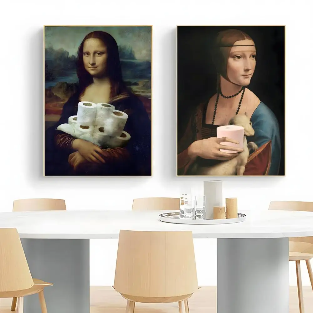 Casual M-Mona Lisa With Toilet Cover Nose Abstract Art Poster Wall Art Print Decorative Mural Home Decor Gift Unframed