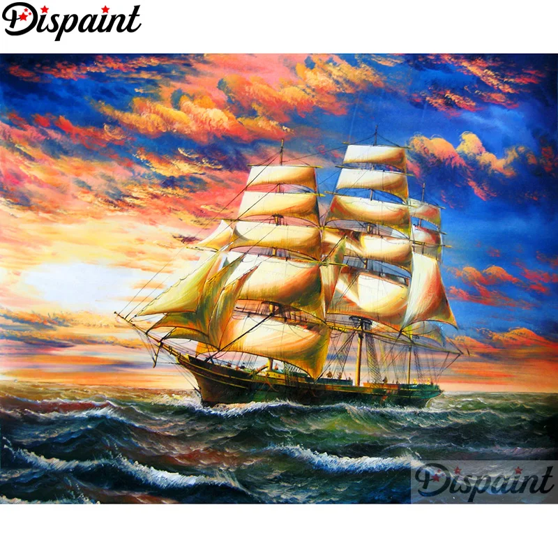 

Dispaint Full Square/Round Drill 5D DIY Diamond Painting "Sailing scenery" Embroidery Cross Stitch 3D Home Decor A11086