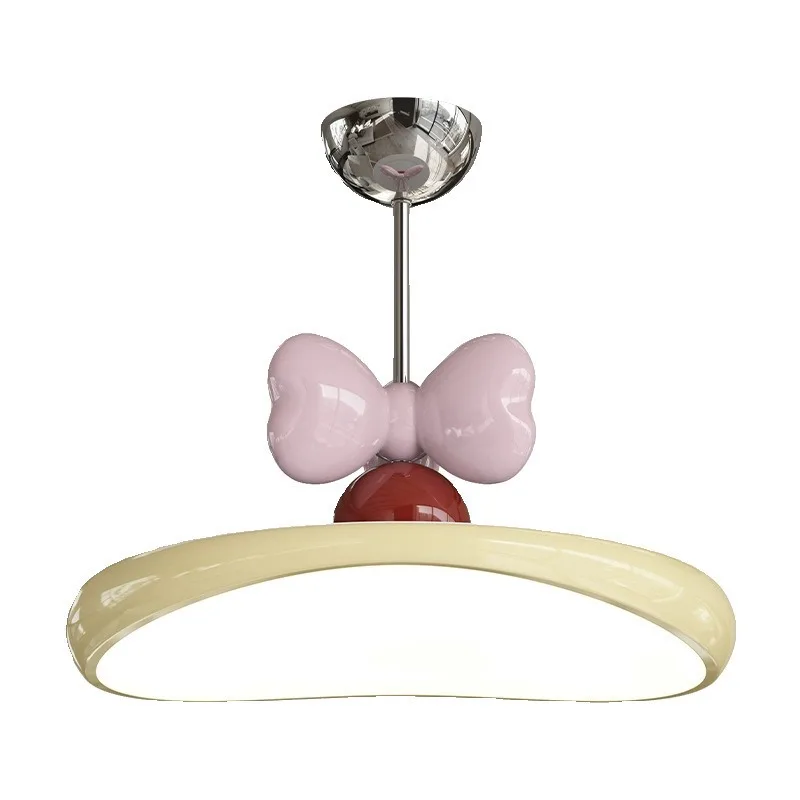 Cream Princess Room Ceiling Light, Modern Simple Girl Room Bedroom Light Creative Bow Cute Full Spectrum