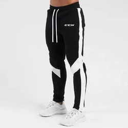 Pantalon de sport long à motif ajuster ille pour hommes, pantalon de fitness décontracté, polaire, chaud, petit pied, couleur assortie, hiver, nouveau