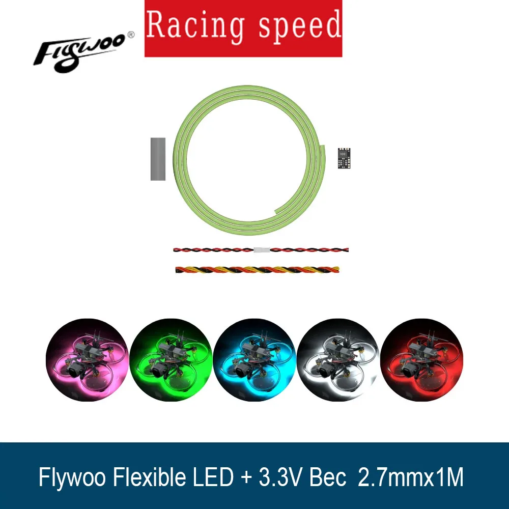 

Гибкий светодиод Flywoo + 3,3 В Bec 2,7 мм x 1 м для запчастей для дрона fpv DIY