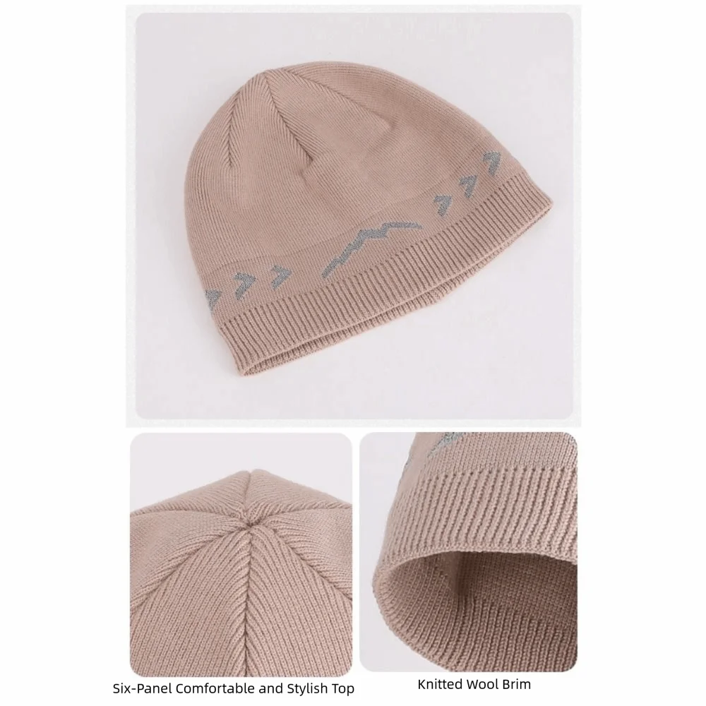 Polyester Material Reflective Knitted Hat Reflective Stripe Ribbed Knit Texture Visibility Safety Hat Unisex Design