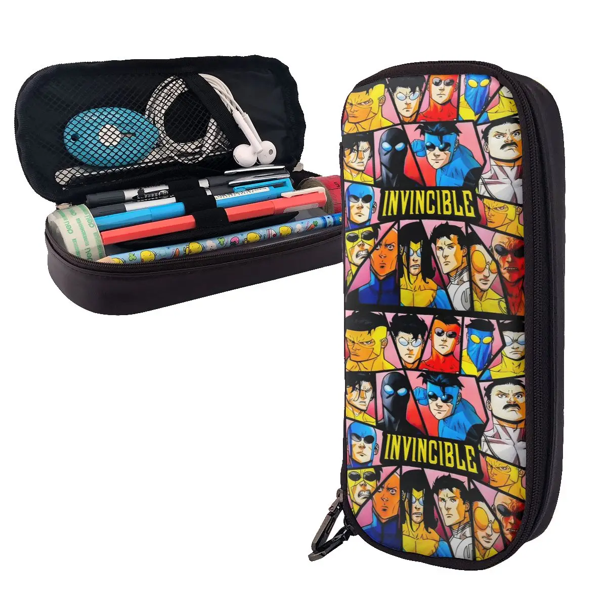 

Invincible Characters Leather Pencil Case Pen Holder Storage Stationery Supplies Pen Box Pencil Bag for Boys Girls Gifts