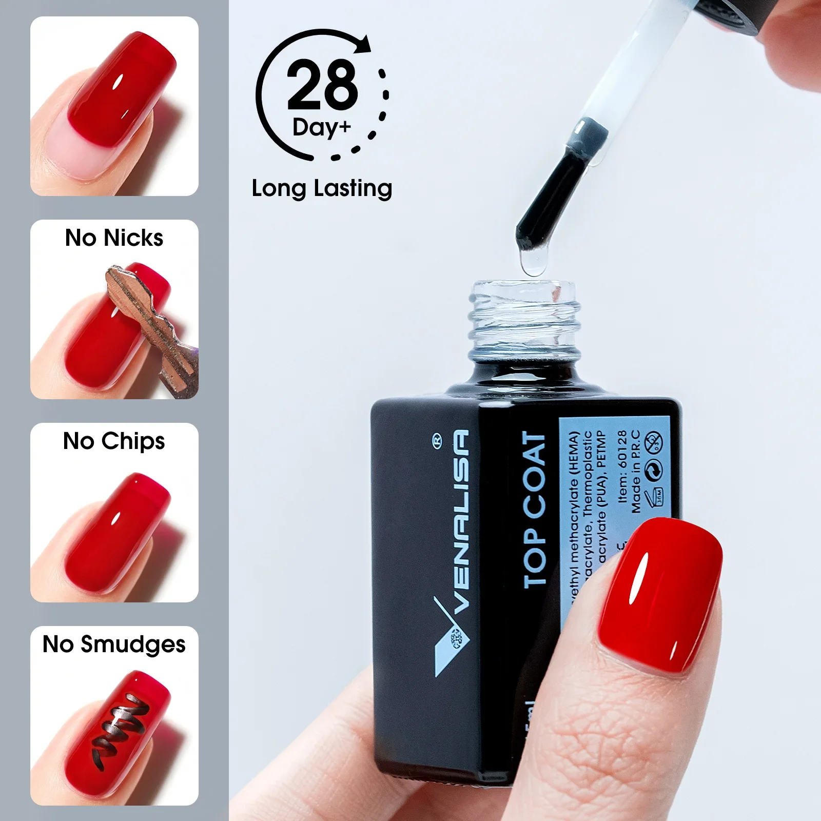 15ml VENALISA Color Nail Gel Polish Ultra Glossy Anti-Yellow Diamond Top Coat Soak Off UV LED Semi Permanent Gel Nail Lacquer