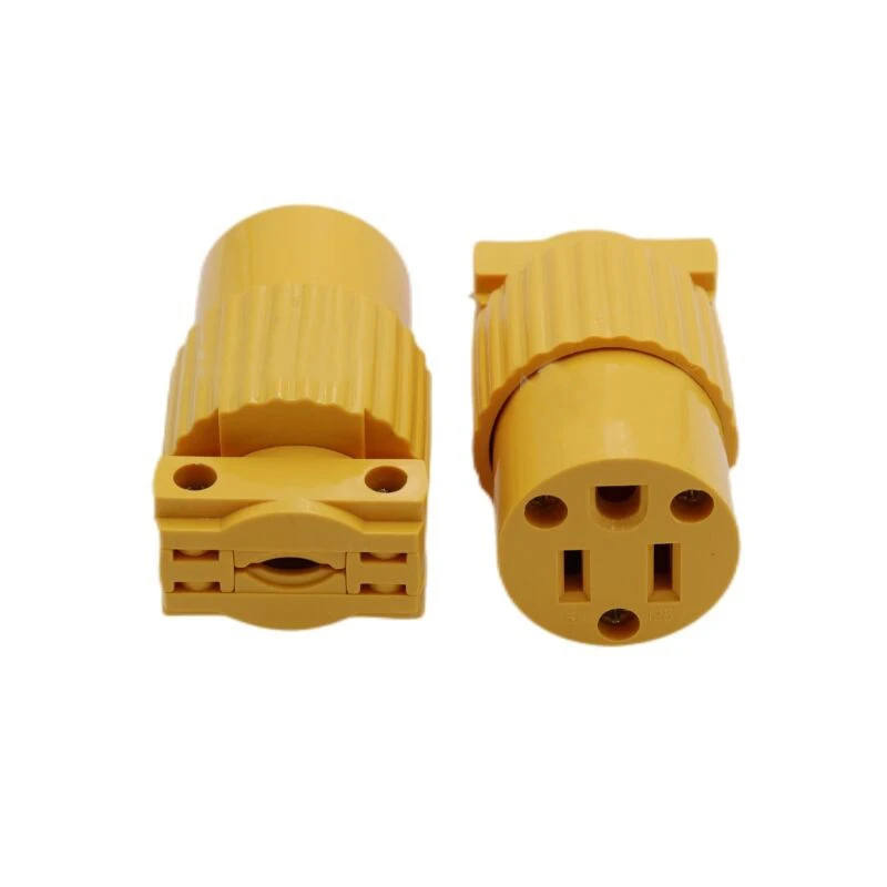 1 Stück Gelb-Schwarzer Amerikanischer 15A NEMA 5-15P 6-15P US Industrie-Verdrahtungsstecker, Abnehmbarer Steckverbinder mit Verriegelung, Netzkabelstecker 125V – Detail 3