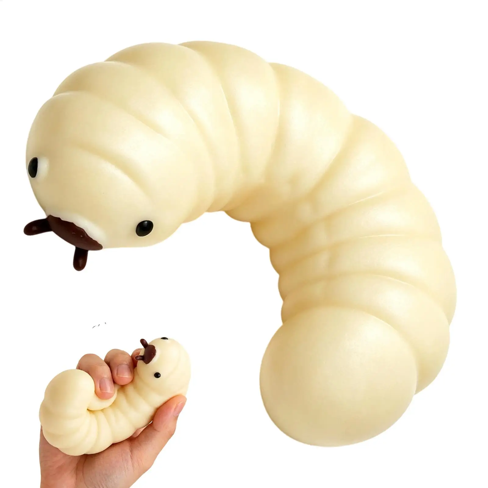 Caterpillar Squeezable Toy Realistic Soft Gum Cricket Prank Toy  Sensory Tension Anxiety Relief Anti-Stress Toy for Kids Friends