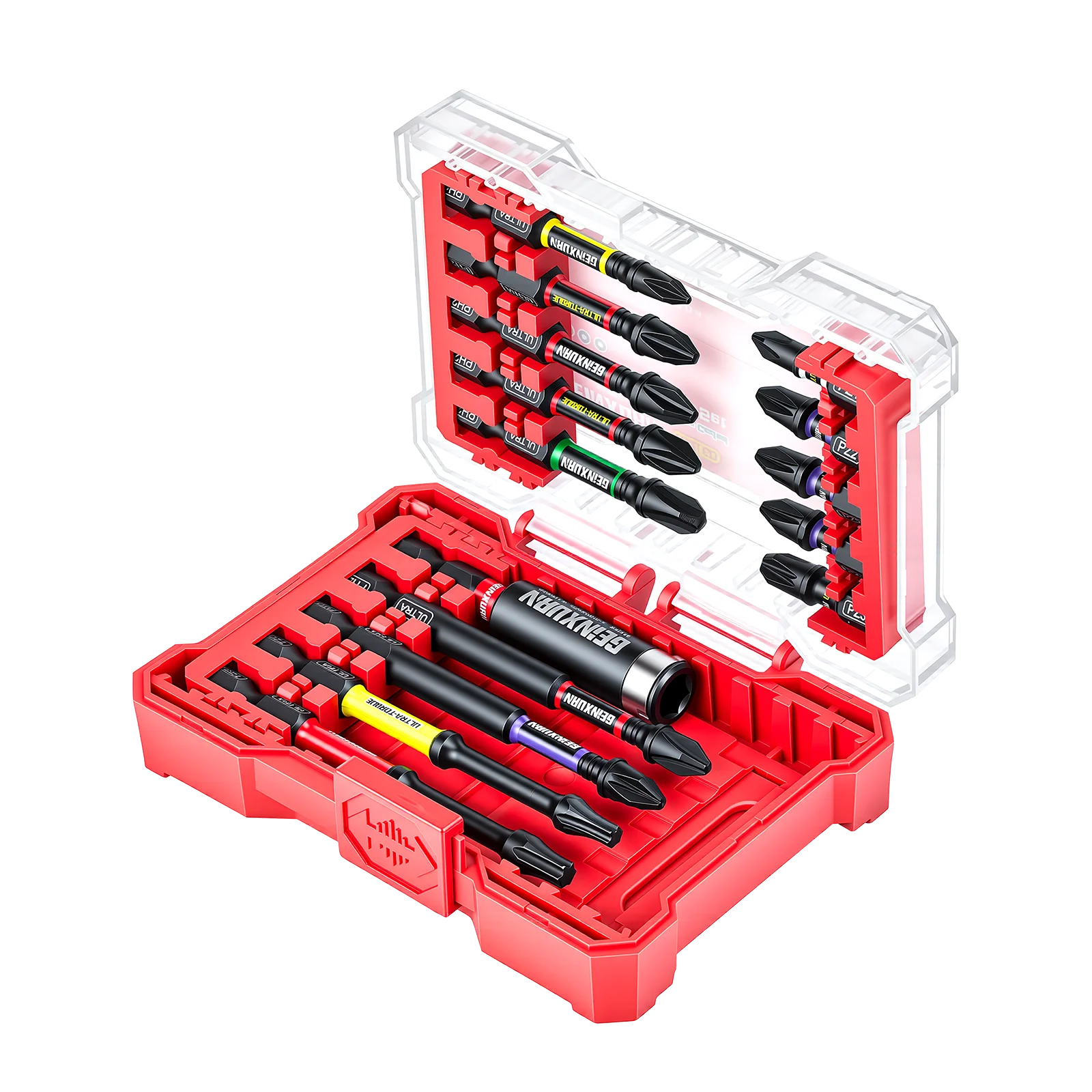 Geinxurn Ultra Torque Impact Screwdriver Bit Set(PH/PZ/Torx/Hex), Mixed Multi-Insert Bit Tips with Bit Holder and Storage Case