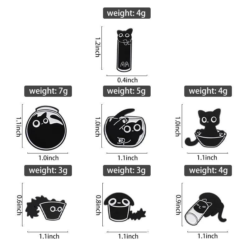 Fun Fish Tank Black Cat Enamel Pins Punk Animal Cartoon Brooch Lapel Badge Backpack Hat Clothes Collar Pin Accessories Cute Gift image 5