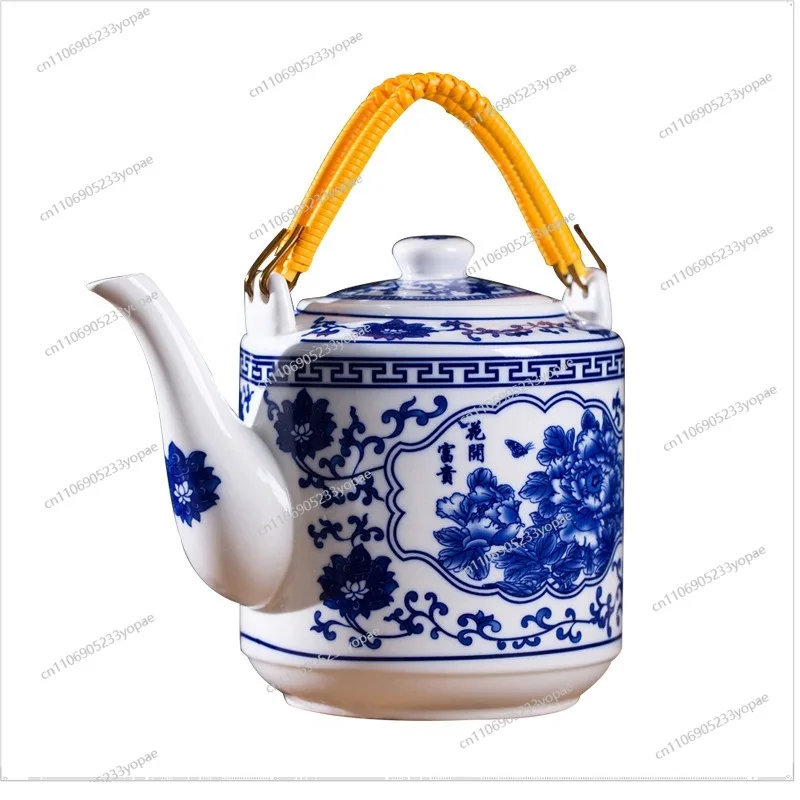 

High Temperature Resistant Ceramic Teapot Chinese Blue and White Porcelain Beam Pot Household Set