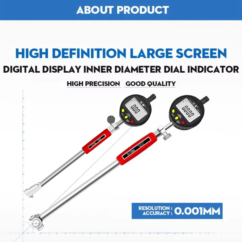 High-Precision Digital Inner Diameter Dial Gauge 10-18mm Measurement Range 0.001mm Resolution Cylinder Indicator Gauge
