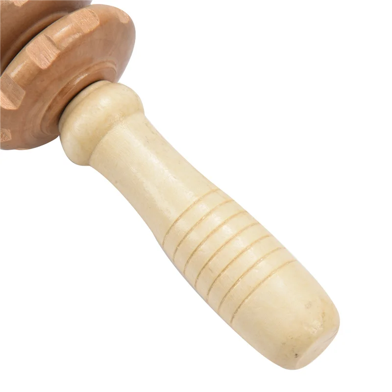 

2X Lady Home Wooden Wheel 9 Rollers Belly Health Massager