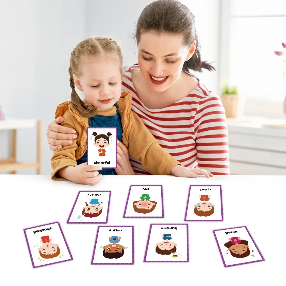 Inglês Aprendizagem Palavras Flash Cards, Brinquedos Educativos para Crianças, Cartão Iluminismo, My Emotion Feeling, 15 Cartões