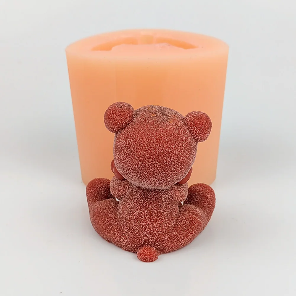 Animals Mold Bear Holding A Lot Of Love Candle 3D Moulds Soap Molds Silicone Wedding Birthday Valentine\'s Day DW0506