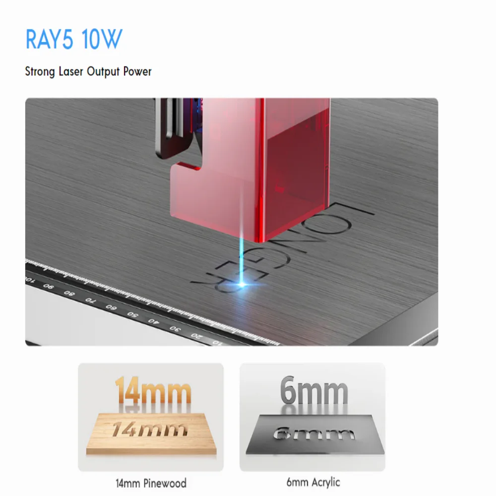 LONGER RAY5 10W Laser Engraver Touch Screen 32-bit Chipset WIFI Connectivity 06x0.06mm Laser Spot Engraving Cutting Machine