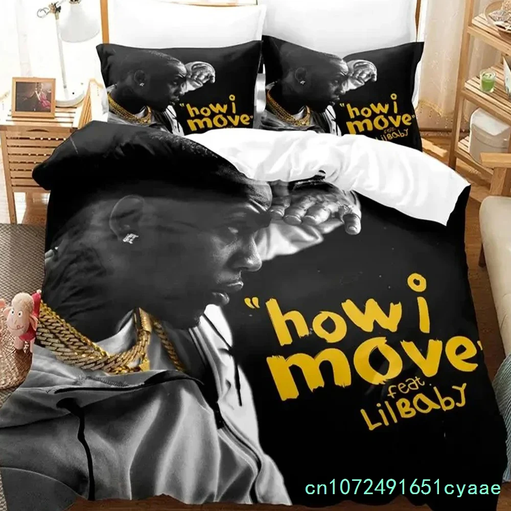 3D Print Lil Baby Rapper Bedding Set Duvet Cover Bed Set Quilt Cover Pillowcase Comforter King Queen Size Boys Adult Bedding
