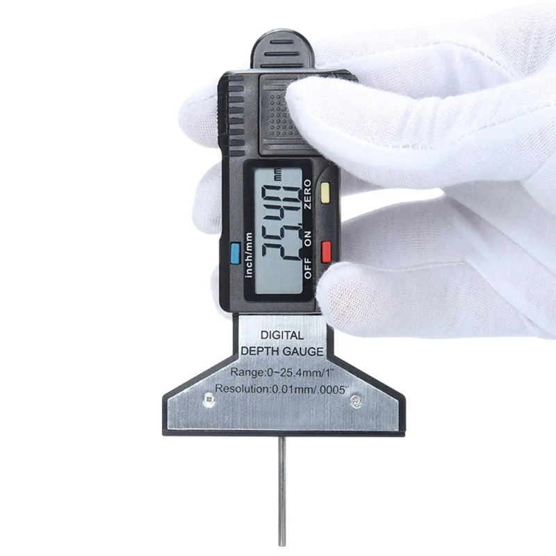 for 0-25mm Electronic Digital Depth Gauge Tire Tread Measuring Tool with LED Display Stainless Steel Probe