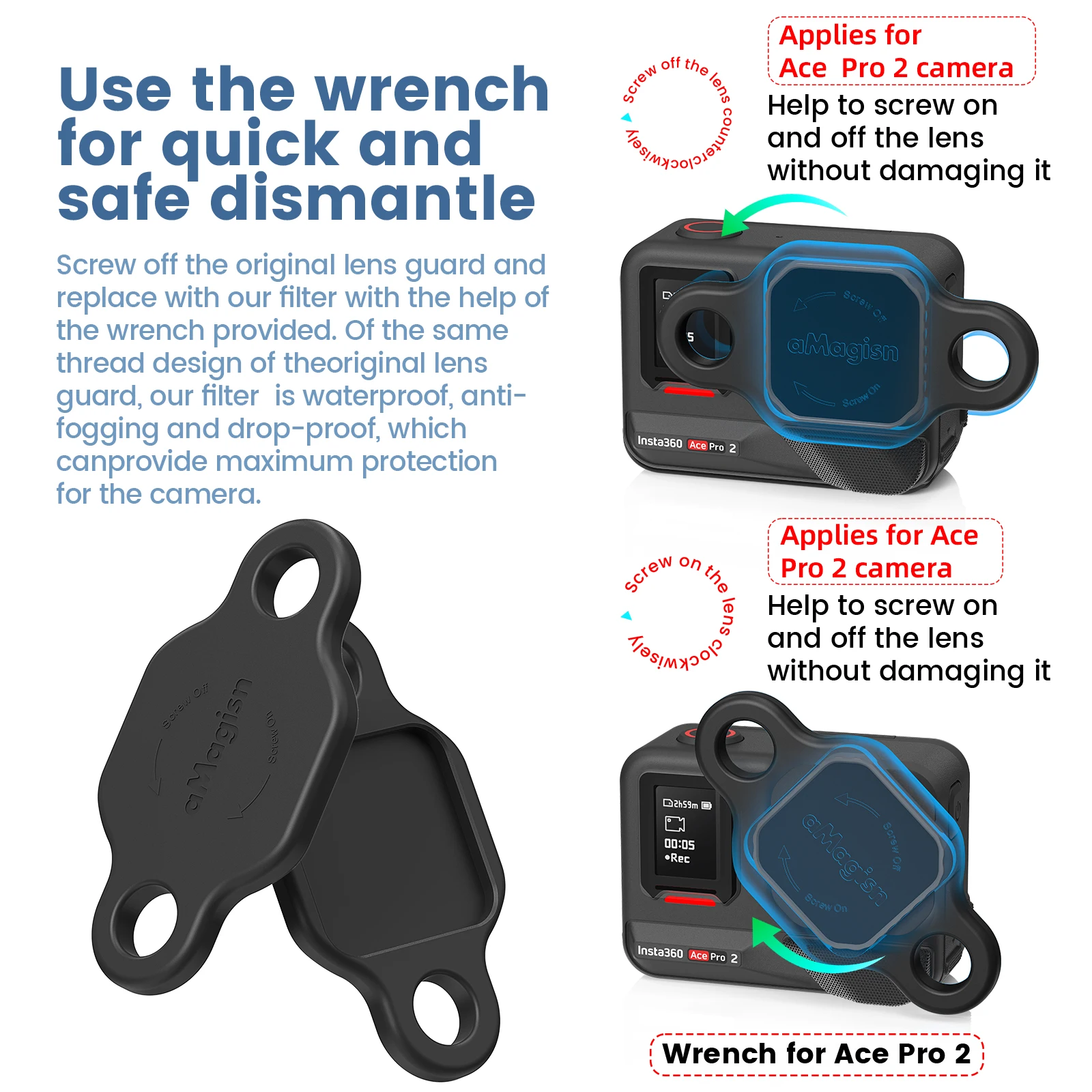 UV ND8 ND16 ND32 ND64 Filter for Insta360 Ace Pro 2 Waterproof Anti Glare Lens Protector Cycling Surf Travel Camera Accessories