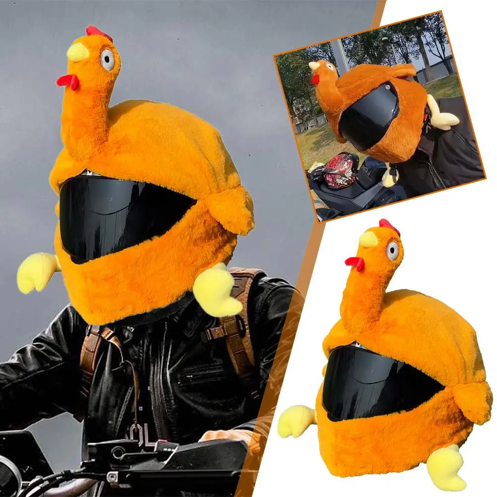 

Funny Chicken Turkey Motorcycle Helmet Cover Plush Helmet Accessory For Motorcycle Rider Helmet Decoration Protection F1U9