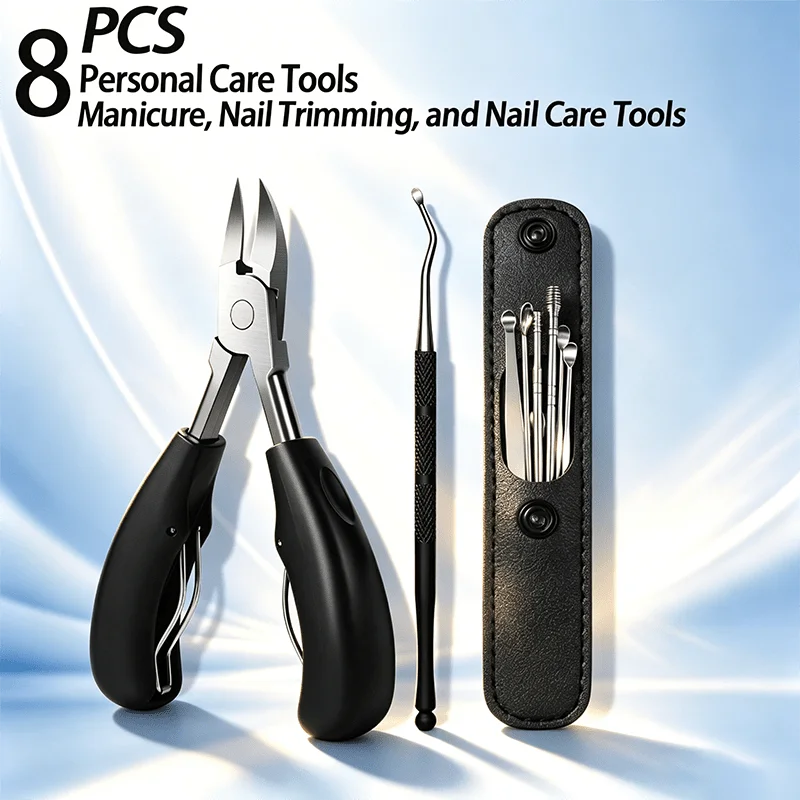 8pcs Professional Foot And Nail Personal Care Tool Set Stainless Steel Material Nail Care Tools Heavy-Duty Nail Clippers