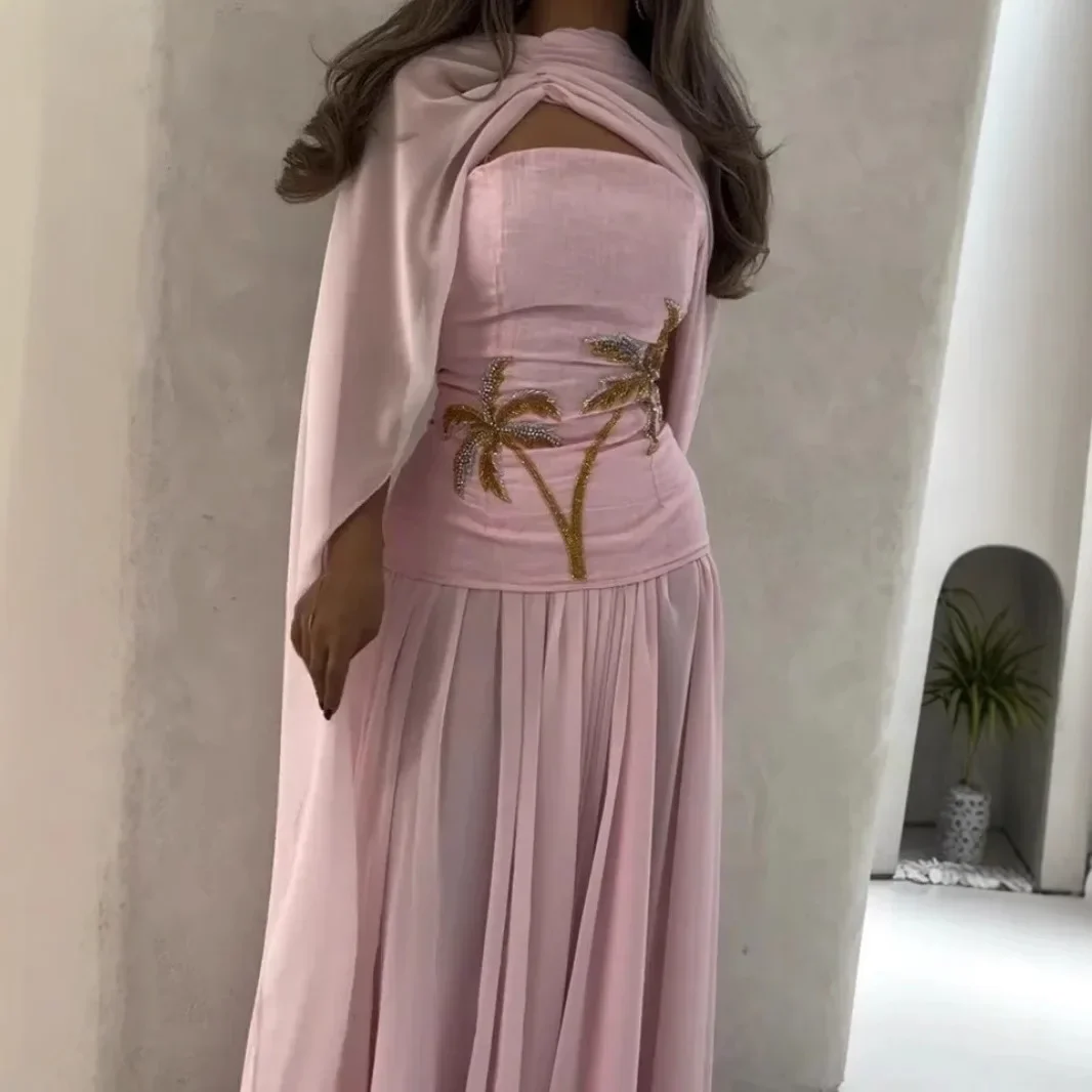 

Новое однотонное длинное свободное платье-макси из шифона с бисером, с завышенной талией, в стиле абайя, для Ближнего Востока