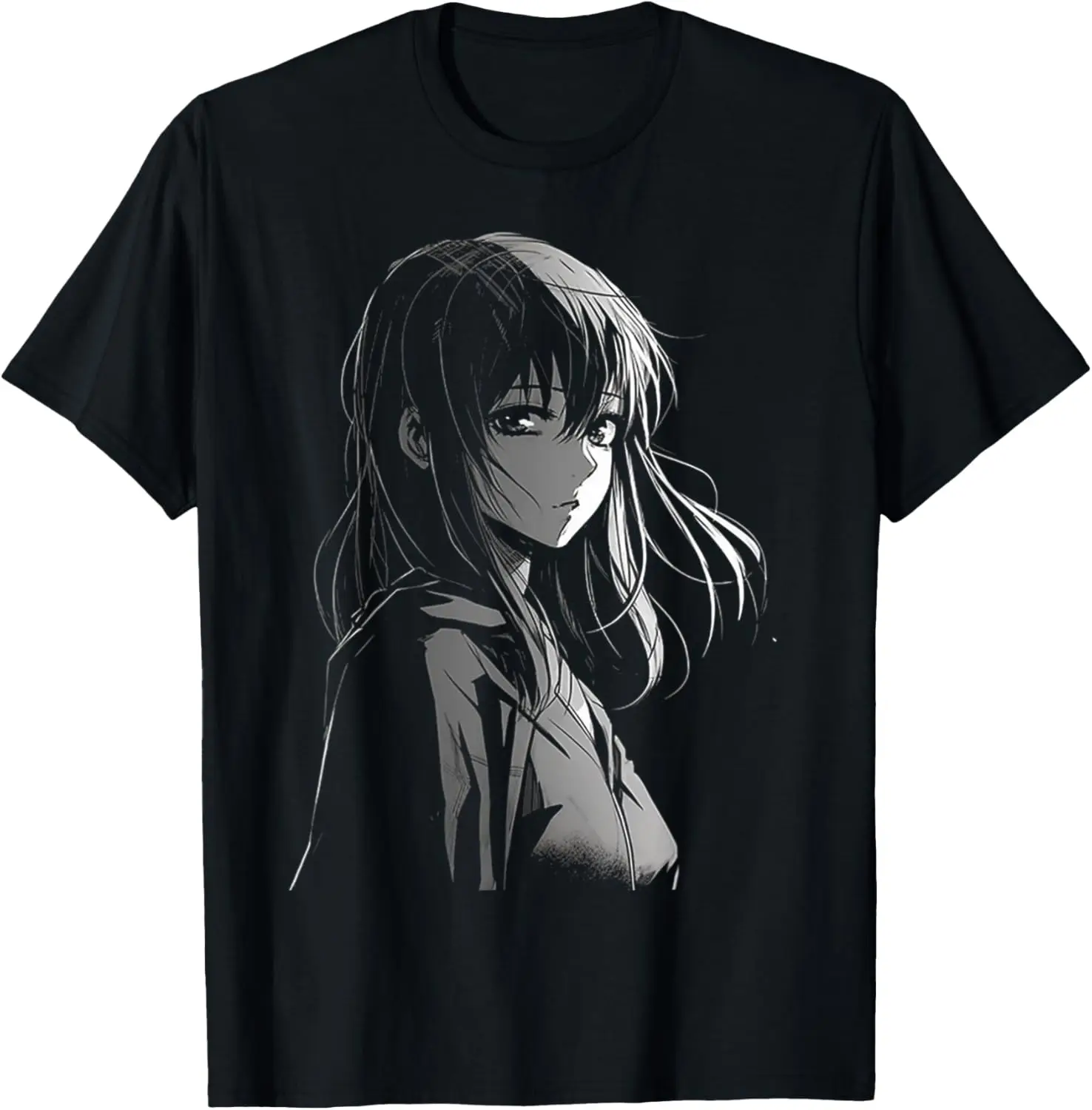 Sad Anime Girl Goth Aesthetic Japanese Vaporwave Gamer 90s T-Shirt