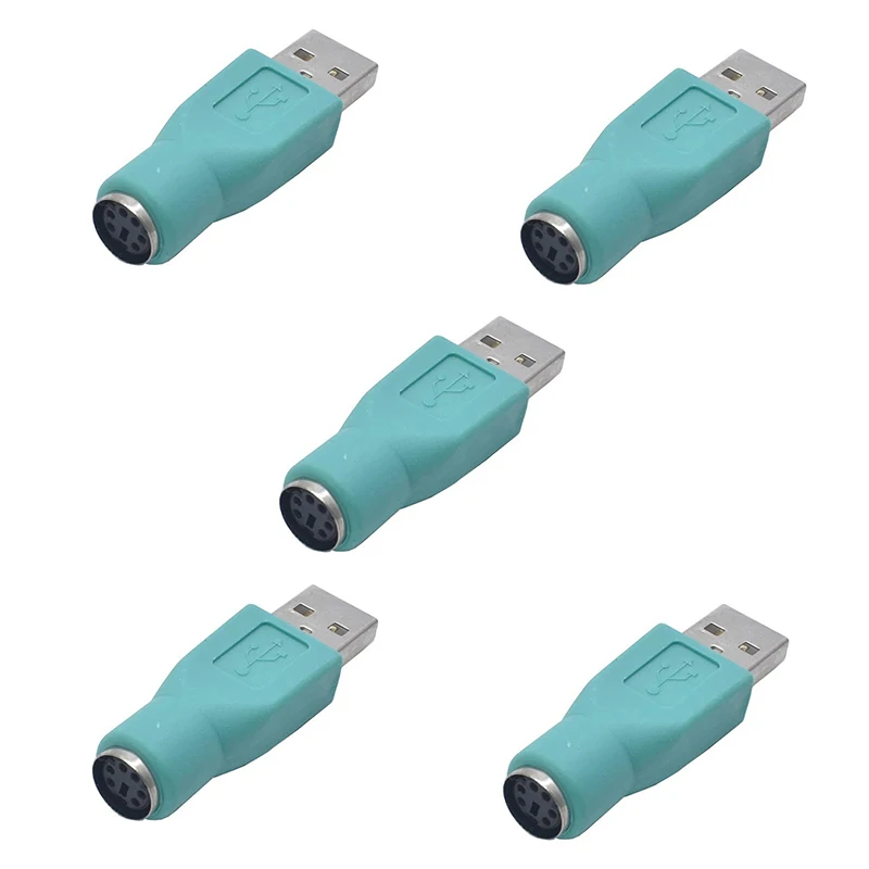 

New 5PC PS2 To USB Male Adapter For Computers PC Laptop Mouse Keyboard USB Male To Connector Keyboard Adapter Head Adapter Head