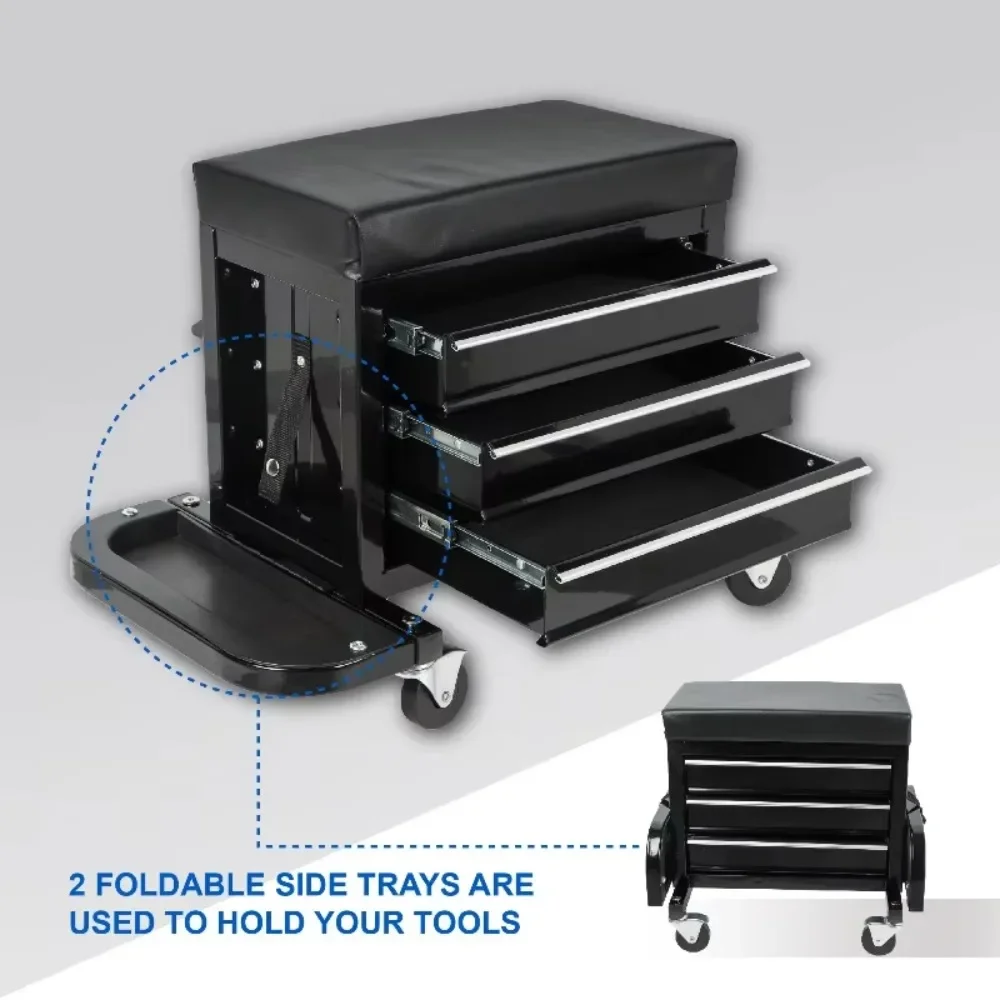 In-stock Three-layer Drawer Tool Cabinet   Mobile Tool Cabinet with Tray   350-pound Load Capacity Repair Tool Storage Cabinet