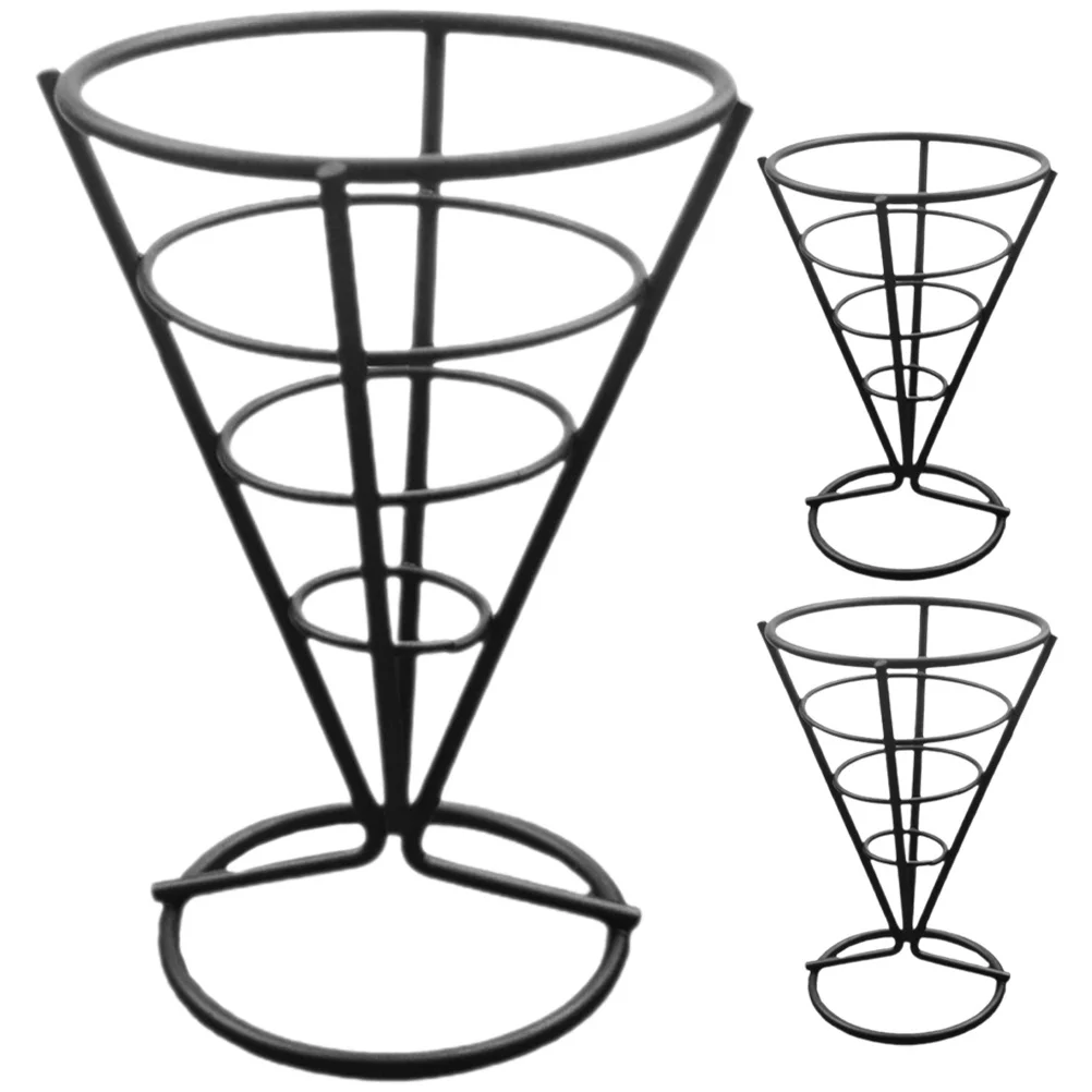 

3pcs French Fries Holder Hollow Snack Basket For Fried Food Storage Kitchen Restaurant Tableware Appetizer Serving Rack Metal