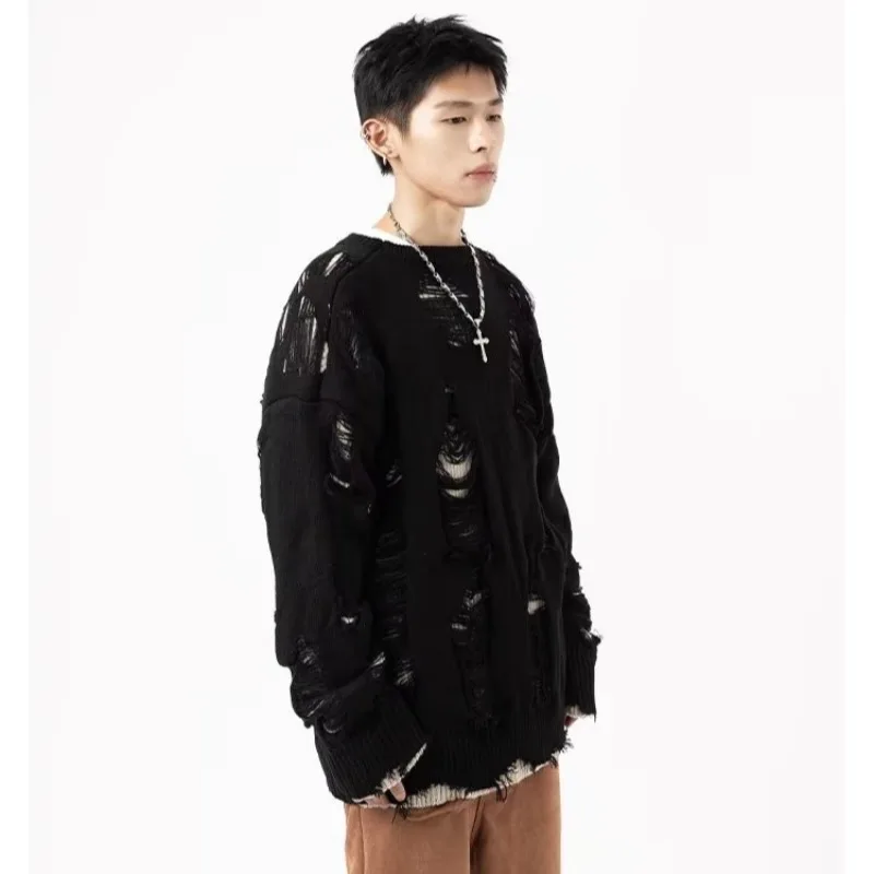 

plus Size Men's Sweater Hong Kong Sle Winter Outerwear Fce Long Sve Baseball Collar Diamond Pattern Trendy Streetwear