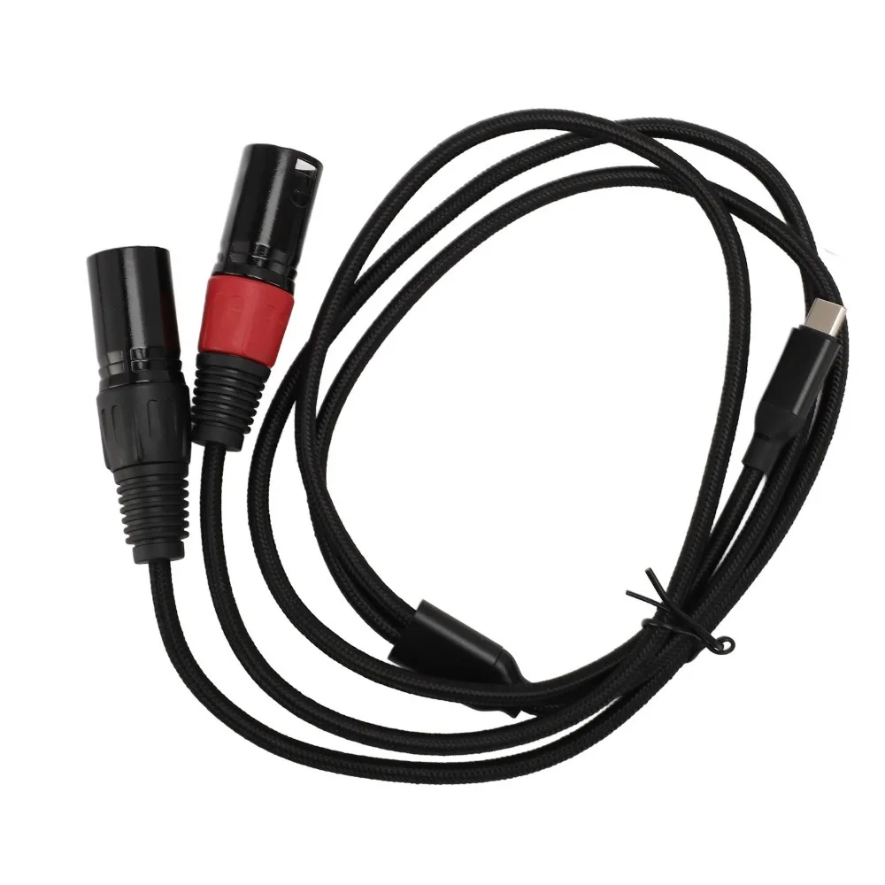 32Bit 384KHz Type C to XLR Sound Cable Stereo Audio Y-Splitter Cable Type C to 2 XLR Male Power Amplifier Cable