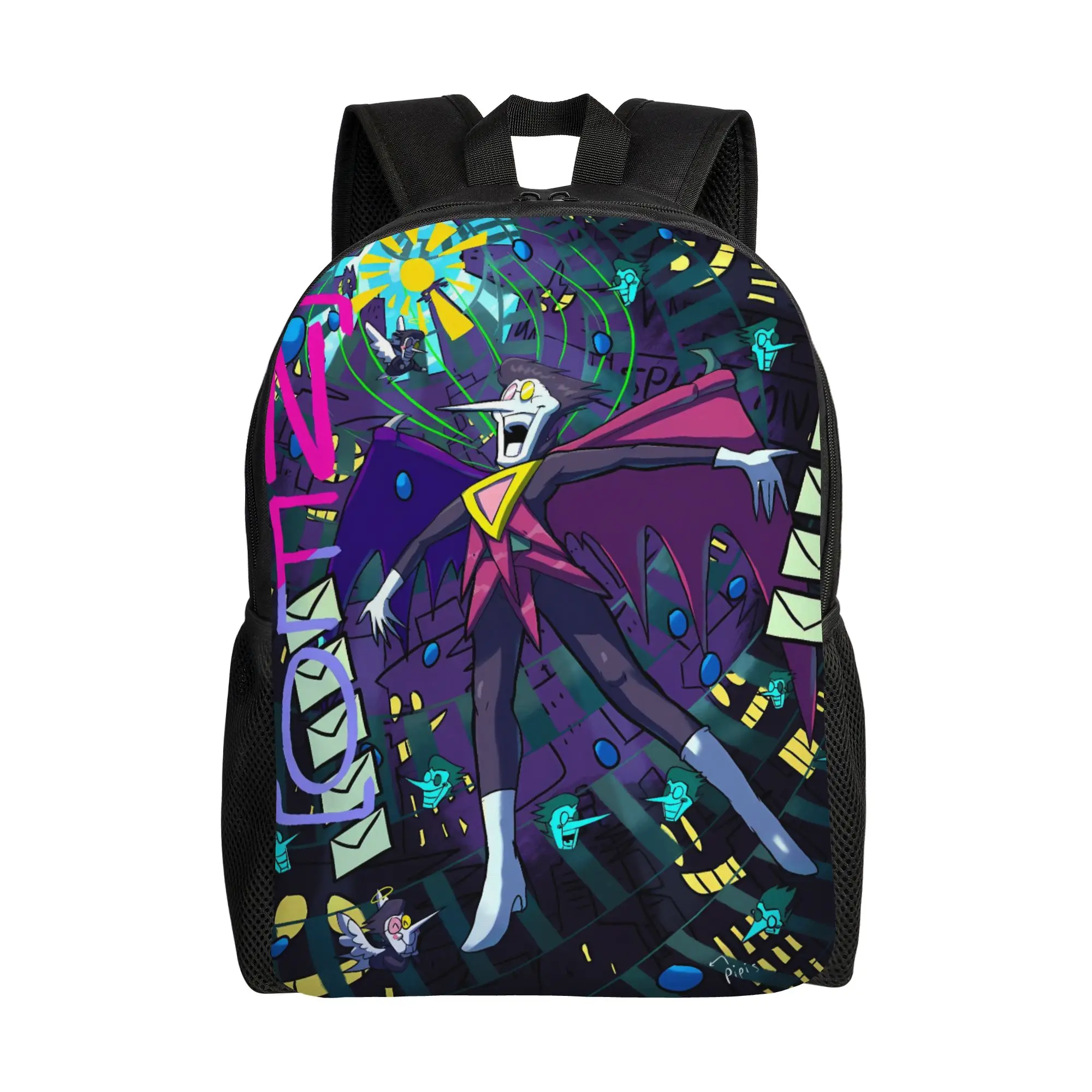 

spamton and tenna child of divorce Deltarune Game Backpack Cool Backpacks Girl University Pattern School Bags Custom Rucksack